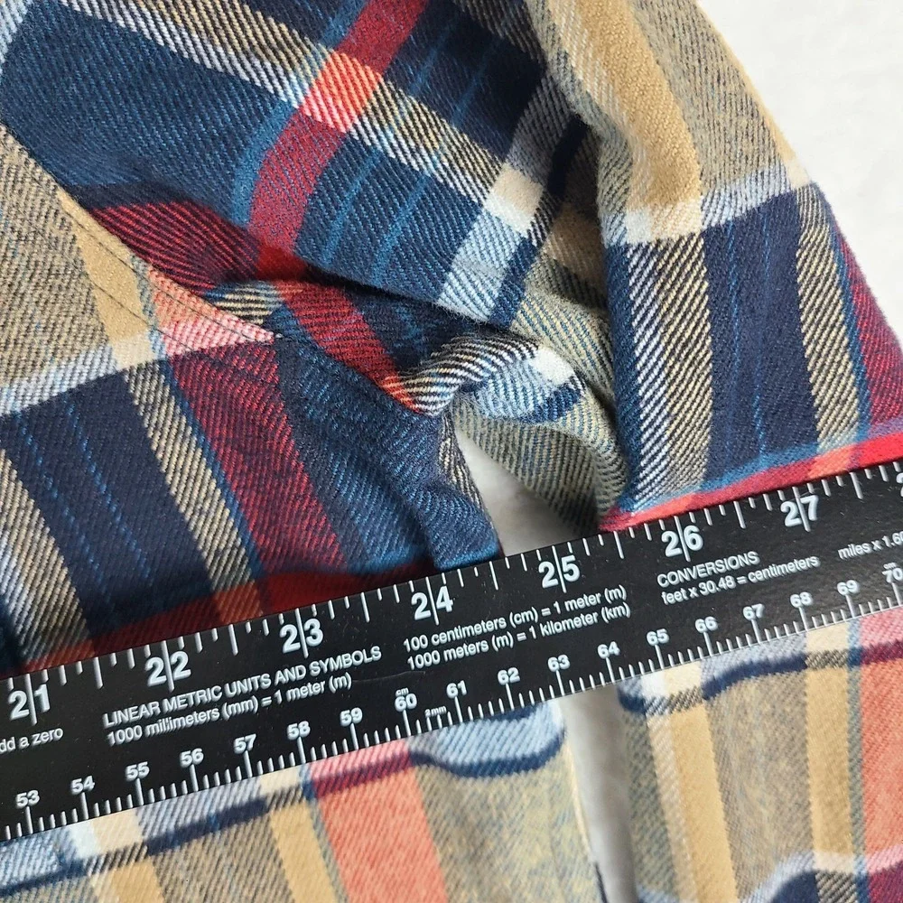 The North Face Shirt Mens XL Blue Beige Red Plaid Cotton Flannel Button Up‎